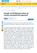Le Parisien : Arcueil : Le FN finit par entrer au comité consultatif du logement