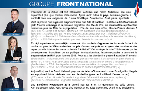 Arcueil Notre Cité (ANC) Septembre 2015 Expression des groupes Tribune du Front National (FN)