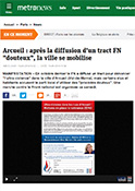 Metronews : Arcueil : après la diffusion d’un tract FN douteux, la ville se mobilise