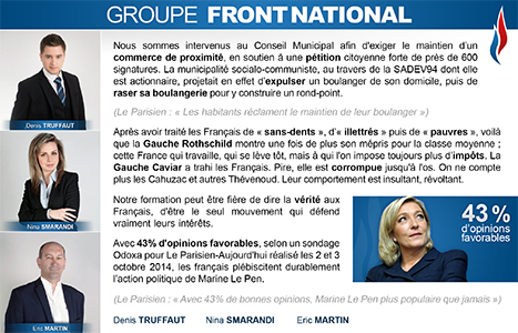 Arcueil Notre Cité (ANC) Novembre 2014 Expression des groupes Tribune du Front National (FN)