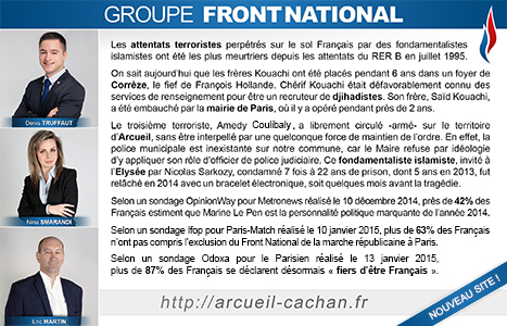 Arcueil Notre Cité (ANC) Février 2015 Expression des groupes Tribune du Front National (FN)