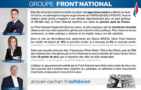 Arcueil Notre Cité (ANC) Avril 2015 Expression des groupes Tribune du Front National (FN)