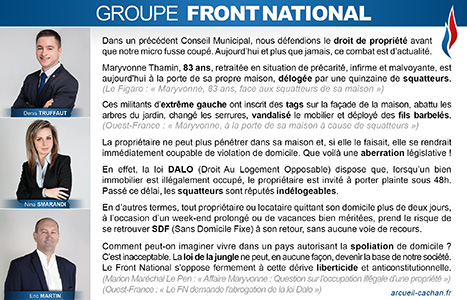 Arcueil Notre Cité (ANC) Juin 2015 Expression des groupes Tribune du Front National (FN)